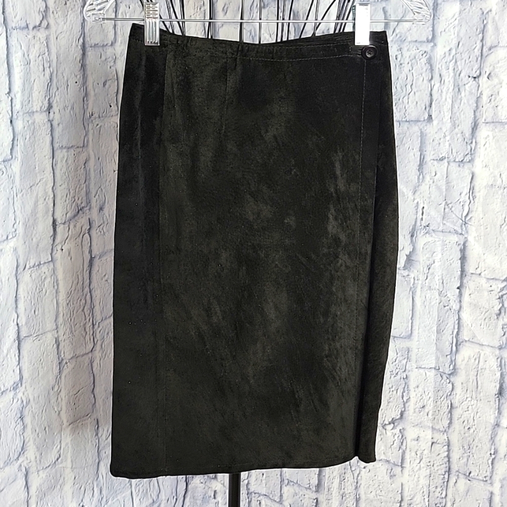 THE LIMITED Black Leather/suede  Wrap Around Pencil Skirt